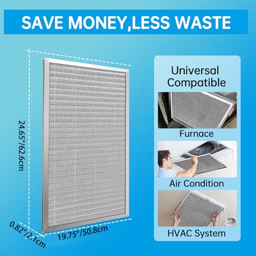 Image of UBeesize 20x25x1 Reusable Electrostatic Air Filter HVAC AC Furnace Filter,MERV 8,Washable, Lasts a Lifetime,Permanent Air Filter,Breathe Fresher,Home And Office(Actual Size:19.75x24.65x0.82 Inch)