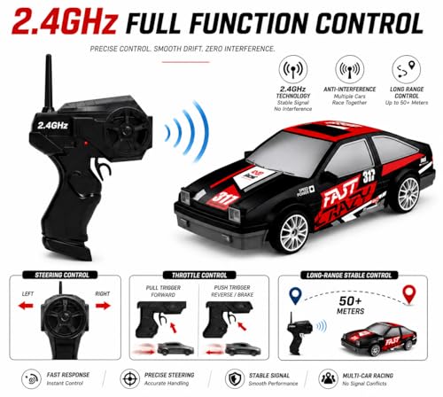 Image of Remote Control Sports Car & Off-Road SUV Toy for Kids, High Speed RC Racing with Wireless Remote, Realistic Lights & Premium Design Gift for Boys Girls (Fast Crazy Drift CAR)