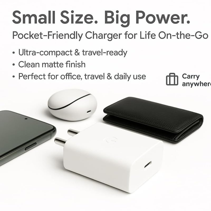 Image of 30w Quick-Charge USB-C Adapter with Type-C to Type-C Cable Compatible with Google Pixel 10, 9 Pro XL, 9 Pro Fold, 9 Series, Pixel 8 Series & More Devices - JN WH