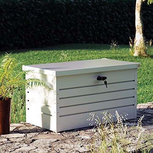 Gardebruk Coffre de rangement en Métal 385L Blanc avec Vérin à gaz – vue 2