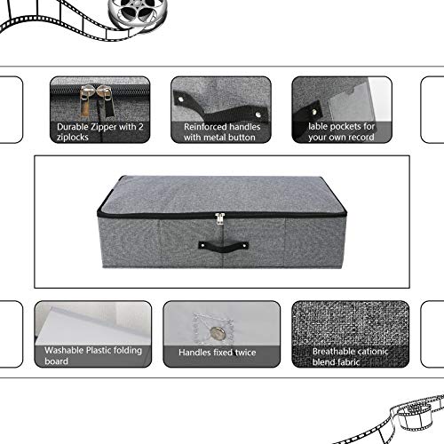 Faltbare stabile Unterbett-Aufbewahrungsbox mit Griff, Reißverschlussdeckel, Decken Kleidung Bettdecken Aufbewahrungsbehälter für Schlafzimmer und Kleiderschränke, 74,5 × 38 × 18cm, Schwarzgrau