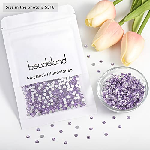 Image of Beadsland 2880pcs Flat Back Crystal Rhinestones Round Gems for Nail Art and Craft Glue Fix, Violet, SS16,3.8-4.0mm