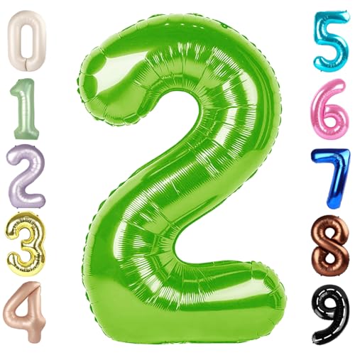 Image of 2 Balloon Numbers, 40In Green Balloons for Party Birthday Decorations | Eye-catching Appearance, Perfect Decorative Centerpieces, Convenient Self-sealing Structure, Widely for Various Occasions