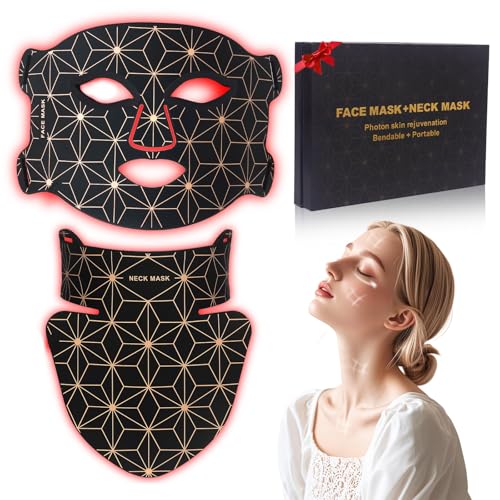 Red Light Therapy for Face and Neck, 8 Colors Red Light Therapy Mask Set with 850nm Near Infrared, 3000mAh Rechargeable Full-Body Therapy Mask Skin Care Device for Skin Rejuvenation, Anti-Aging