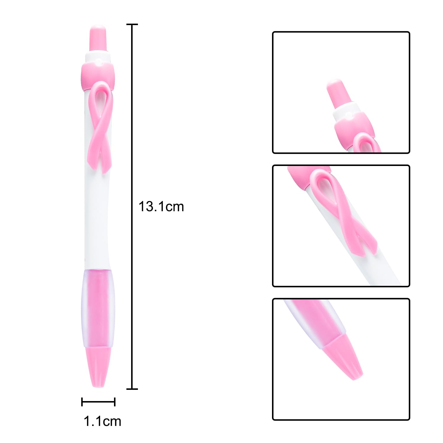 HIXNUG 24Pcs Breast Cancer Awareness Ballpoint Pen Pink Ribbon Retractable Ballpoint Pen for Office Supply Women Girls Gift - Image 2