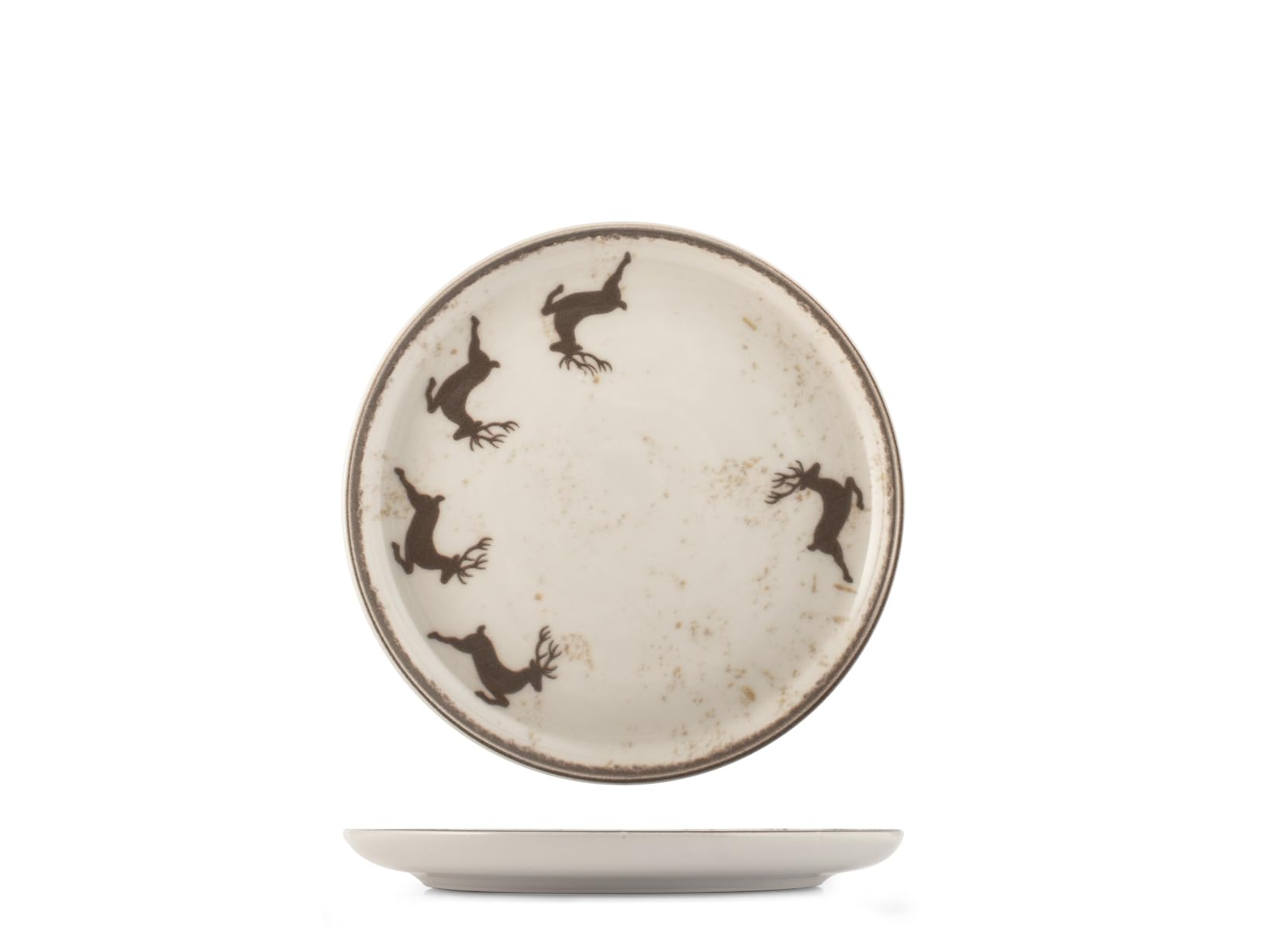 H&H Juego de Mesa Navidad 12 Piezas Wild Mocha en Gres - Platos Planos, Sopas y Postres con Diseño Tradicional y Acogedor, Ideal para Celebraciones Invernales y Festividades