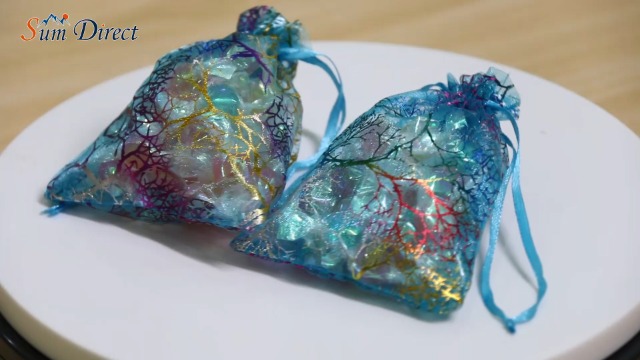 Blue Organza Bags 3x4 SumDirect 100Pcs Blue Organza Drawstring Bags Jewelry Pouches, Coralline Pattern Candy Chocolate Party Christmas Wedding Favor Gift Bags,3.5x4.7inches Small Jewelry Gift Pouch