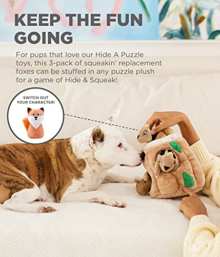 Image of Outward Hound Squeakin' Fox Hide A Puzzle Plush Replacement Dog Toys - 3 Pack