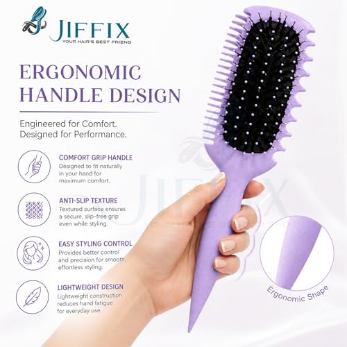 Image of Curl Define Styling Brush - Nylon Detangling & Curl-Defining Hair Brush for Curly, Wavy & Frizzy Hair - Paddle Brush with Wide Tooth Comb for Men, Women & Kids