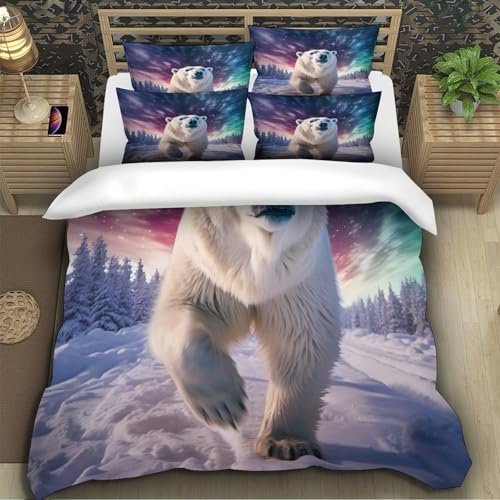 Housse de couette ours polaire parure de lit imprimé 3D 200x200
