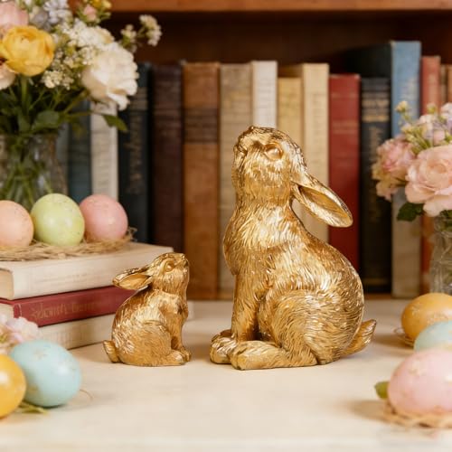 2 Figuras de Conejo de Resina para Pascua miniatura 5
