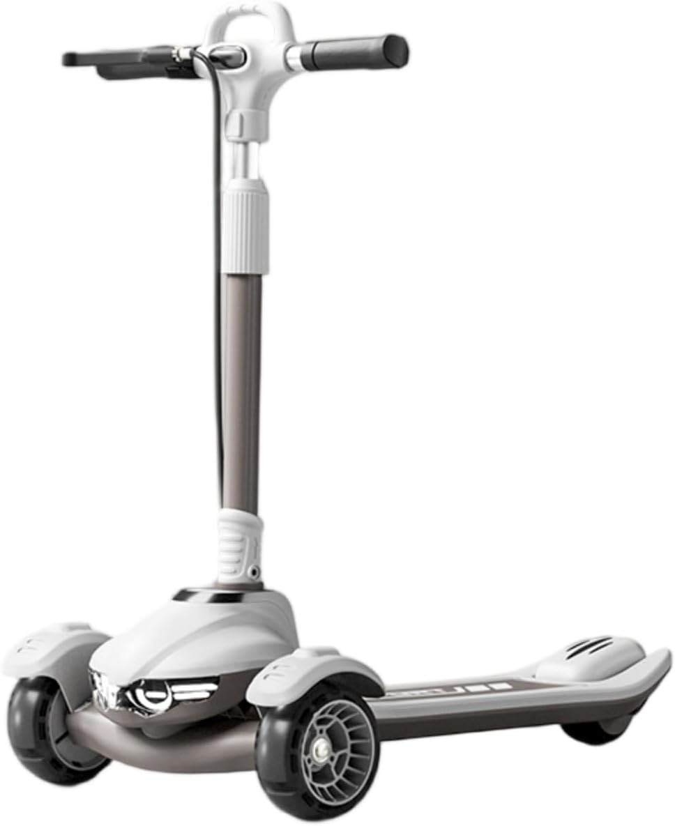 Large Kids Scooter, Toddler Scooter for Kids 3-18 & Adults, Safe Dual Brakes (Foot Brake/Hand Brake) & Bluetooth Music with Lights, 5-Level Adjustable & One-Click Folding Kick Scooter.