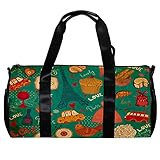 Runde Sporttasche mit abnehmbarem Schultergurt, Vintage, Retro, Paris, Eiffelturm, Liebe, Kuchen, Training, Handtasche, Übernachtungstasche für Damen und Herren