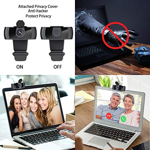 Webcam with Microphone for Desktop, 1080P HD Computer Camera with Privacy Cover Shutter & Tripod, USB PC Laptop Streaming Web Camera with Wide View Angle for Video Conferencing Calling Recording Zoom