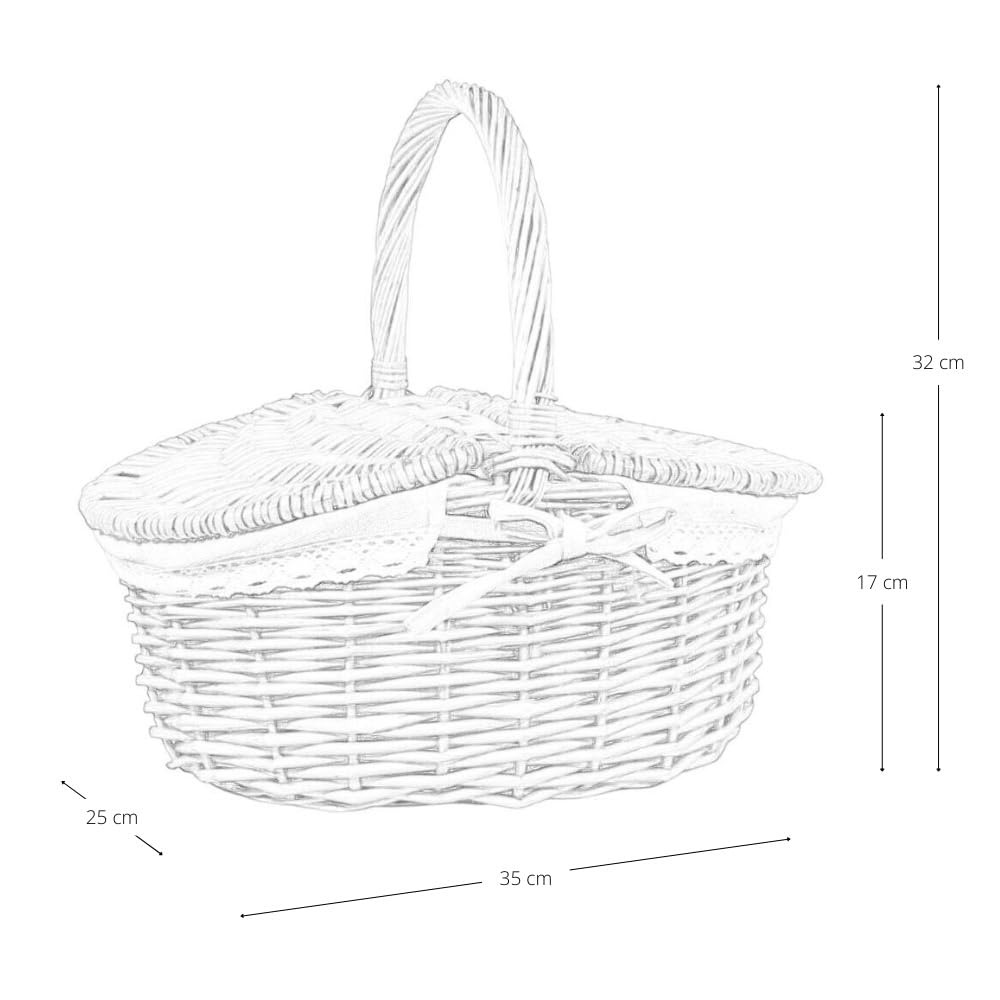 Cesta Picnic Corazón pequeño de mimbre y yute con tapa 35 x 25 x h 17 cm