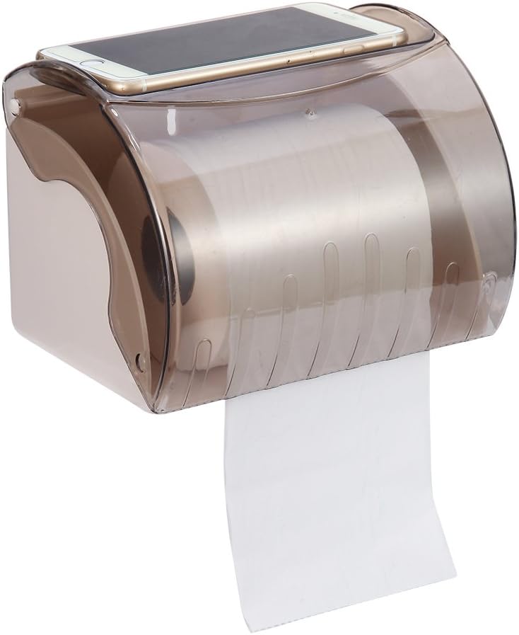 Sadun Suction Cup Toilet Roll Paper Holder Waterproof Frame Tissue Holder with Cell Phone Holder - White