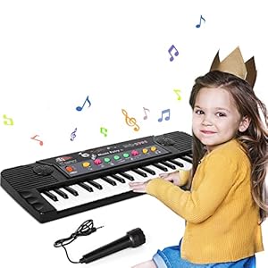 m zimoon Piano voor kinderen, piano toetsenbord multifunctioneel 37 toetsen elektronisch toetsenbord met microfoon…