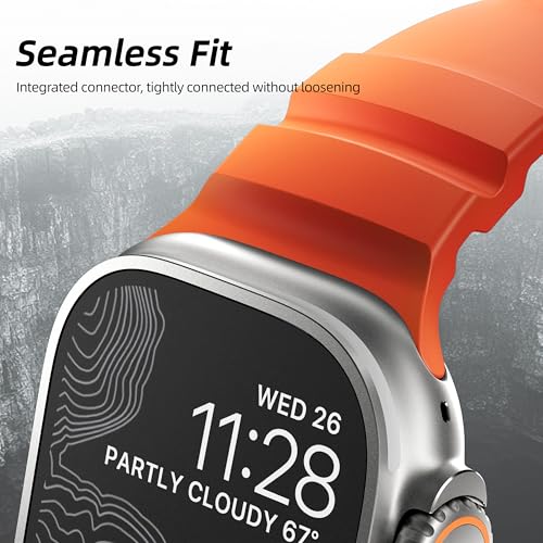 Rugged Silicone Bands Compatible with Apple Watch Ultra 3/2/1 Band 49mm 46mm 45mm, Durable Adventurous Sport Rubber Strap with Metal Clasp for iWatch Series 11 10 9 8 7 SE (T-Orange, 42mm/44mm/45mm/46mm/49mm) by raycarrey - Used condition - Image 5