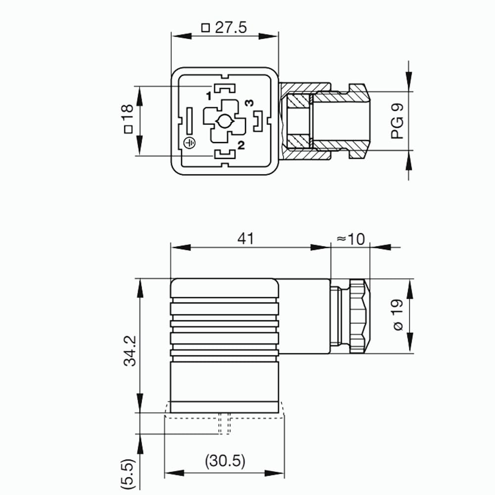 Wtyczka zaworu elektromagnetycznego GDM2009 SW — gwint PG 9, 2+PE, stopień ochrony IP65, złącze do montażu na miejscu zapewniające niezawodne działanie(5pcs)