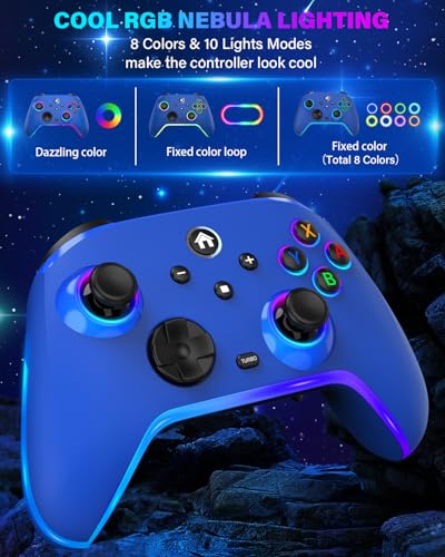 Image of Wireless Switch Controllers for Nintendo Switch /OLED /Lite /Switch 2, 1200mAh Pro Controller with 10 Color LED Lights, Rechargeable Switch Control Gamepad with Turbo, Vibration, 6-Axis Gyro, Wake Up
