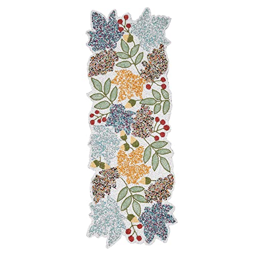 Runner For Dining Table, Durable Kitchen Table Runner, Stain Resistant Runner For Table, Kitchen Table, Durable Table 13'' X 36'' Runner - Teal Green Yellow #TOP1