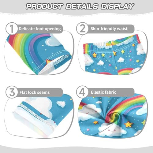 Cartoon Rainbow Cloud Stars Girls Casual Leggings for Kids Printed Long Pant Bottoms Stretch and Soft3