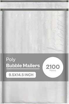 PSBM #4 2100 PCS 9.5 x 14.5 Inch White Poly Bubble Mailers, Cushion Padded, Waterproof, Tear Resistant, Shipping Bag for Cloths, Documents, Books, Gifts, Jewelry and More