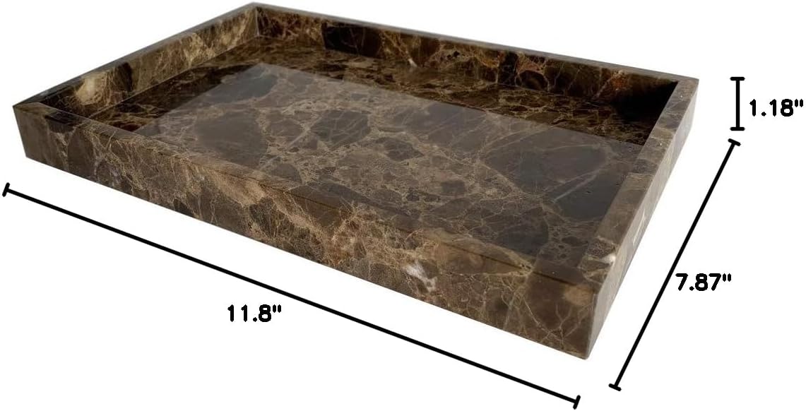 Natural Marble Storage Vanity Tray, Cosmetics Jewelery Tray, Kitchen Organizer, Coffee Table Tray (Coffee Net, 11.8L x 7.87W x 1.18H) - Image 8