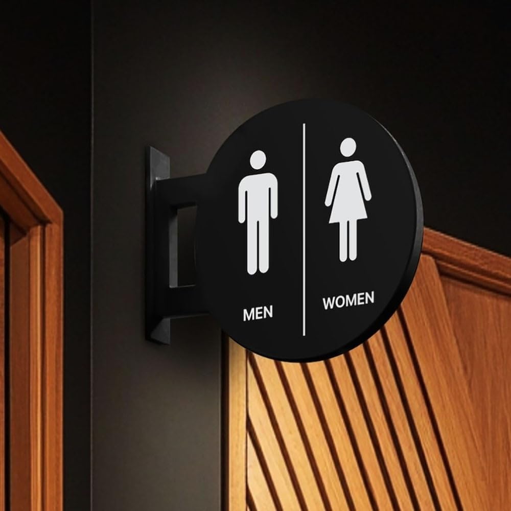 Ścienna Tabliczka WC Unisex Metalowa Okrągła Płyta