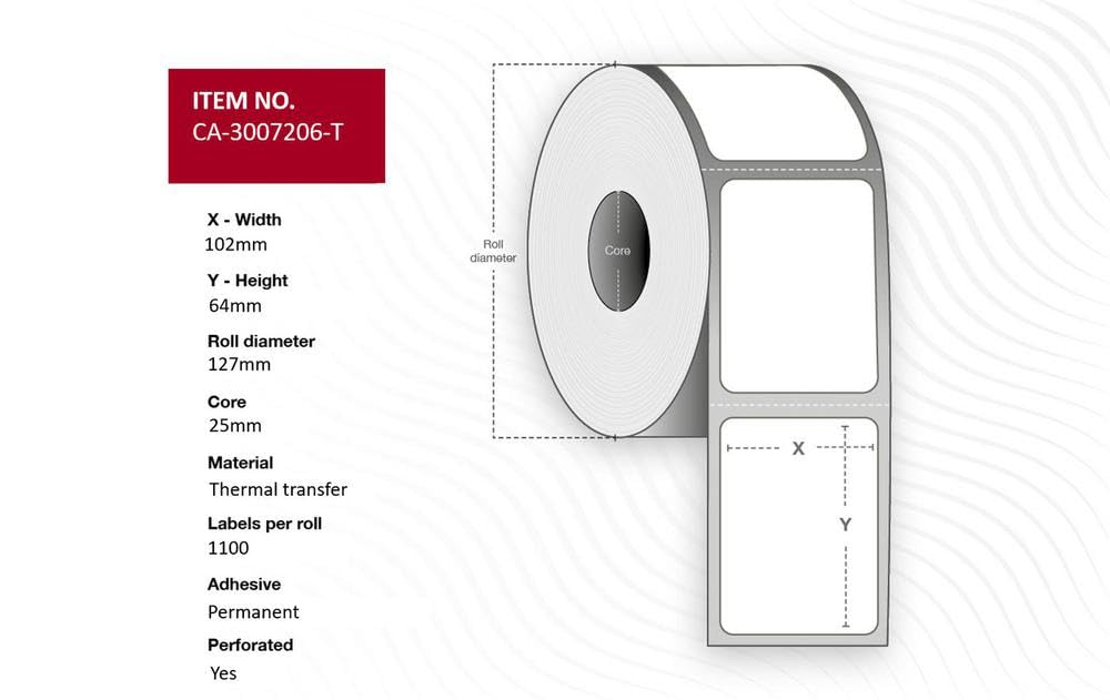 Rollos para Direcciones marca Capture modelo Label 102 x 64mm Core 25mm,