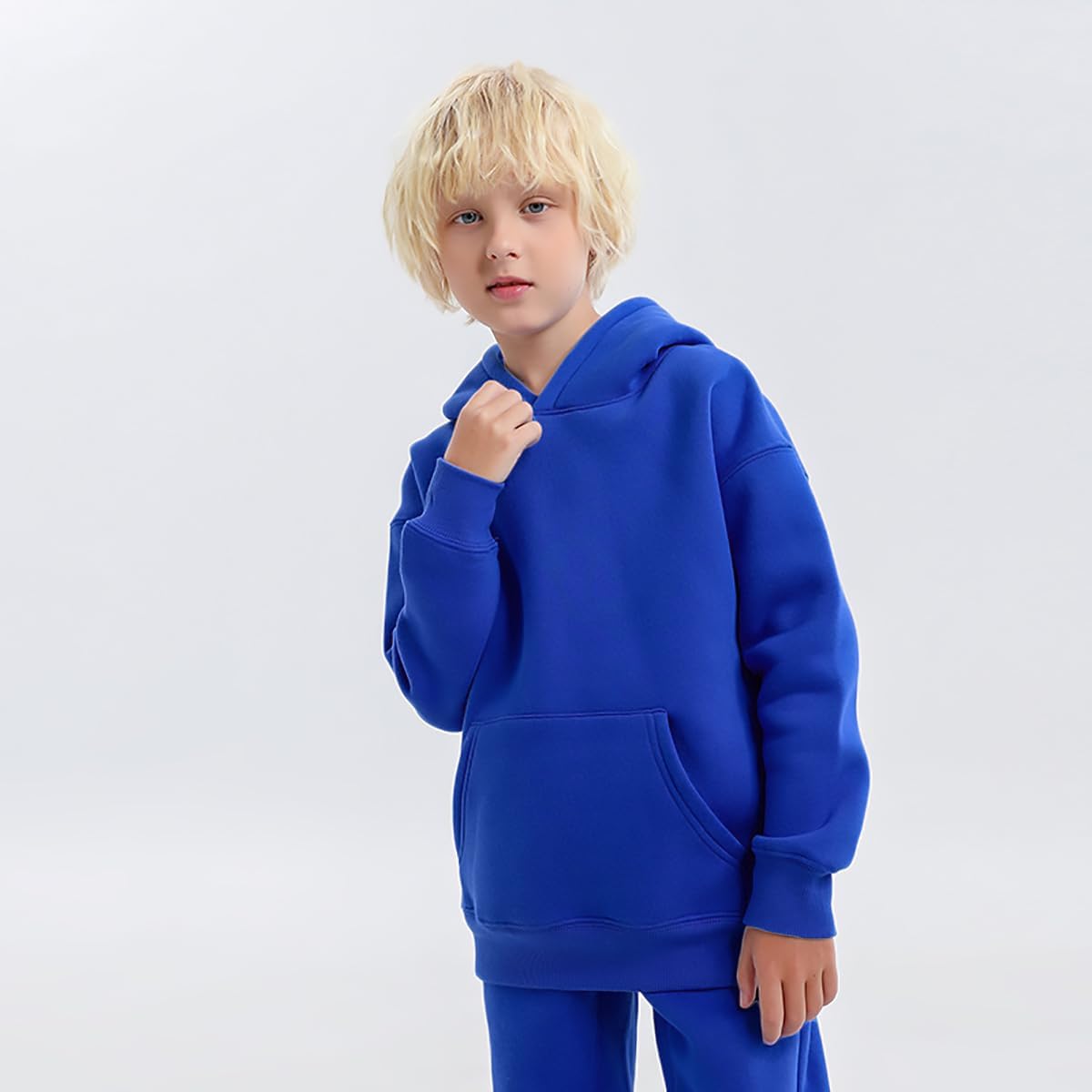 AIWUHE Toddler Unisex Hooded Sweatshirt Boys Girls Winter Casual Pocket Hoodie Autumn Solid Pullover Fall Clothes Royal Blue 3T 100 - Image 2