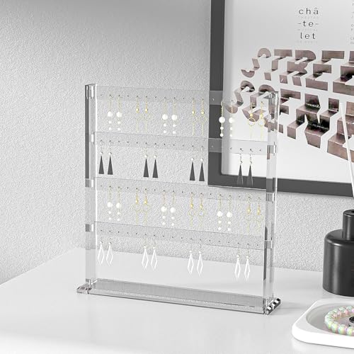 Coward Acrylic Earring Holder Stand, Tabletop Earring Jewelry Easel Display, Earring Jewelry Holder Organizer for Home Use or Store Selling Show (4layer)