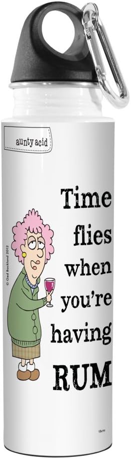 Tree-Free Greetings VB47791 Aunty Acid Artful Traveler Stainless Steel Water Bottle, 18-Ounce, Time Flies
