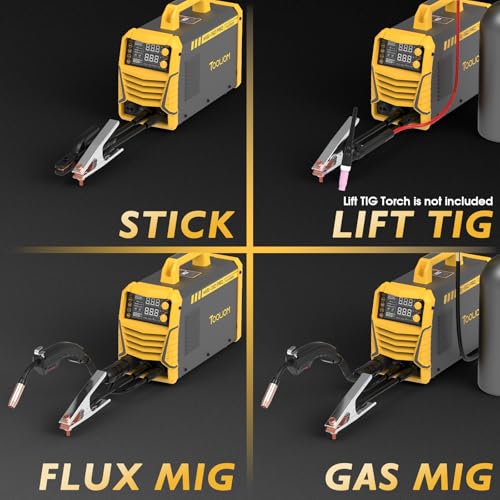Image of TOOLIOM 160A MIG Welder 4 in 1 Gas MIG /Flux Core MIG /Stick (MMA) /Lift TIG Welding Machine 110 /220V Dual Voltage Welder IGBT DC Inverter with LCD Display