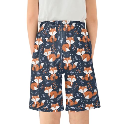ALAZA Fox Berry Leaf Pajama Shorts Elastic Waist Casual Sleep Shorts with Pockets Size 6-142