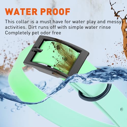 Image of Dogline Biothane Waterproof Dog Collar Strong Coated Nylon Webbing with Black Hardware Odor- Proof for Easy Care Easy to Clean High Performance Fits Small Medium or Large Dogs, Sea Foam Green