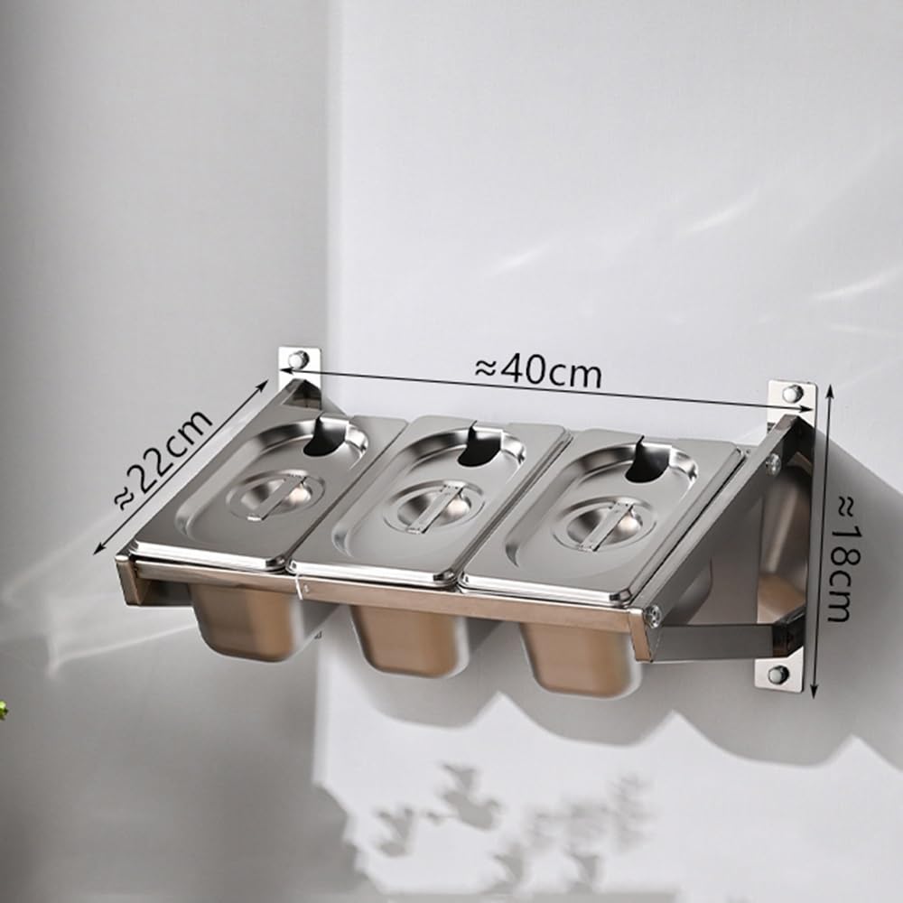 Estante de especias de acero inoxidable para montaje en pared, 5 sartenes expandibles con tapa, organizador de condimentos para encimera de cocina
