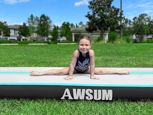 AWSUM Tapete de ginástica de 3 metros com rolo de ar que cai nas costas do tambor de cambalhota, tre