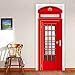 Stickers muraux 3D amovibles et imperméables pour chambre à coucher, salon, bureau Motif cabine téléphonique londonienne 77 x 200 cm