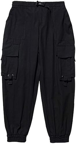 Miniatura 7 de PAODIKUAI Techwear - Pantalones deportivos para hombre color negro mate ajuste relajado con múltiples bolsillos