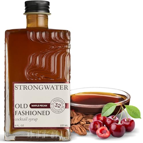 Strongwater Maple Pecan Old Fashioned Craft Cocktail Mixer - Makes 32 Cocktails - Handcrafted Old Fashioned Syrup With Pecan, Maple Syrup & Cherry - Just Mix With Bourbon Or Whiskey