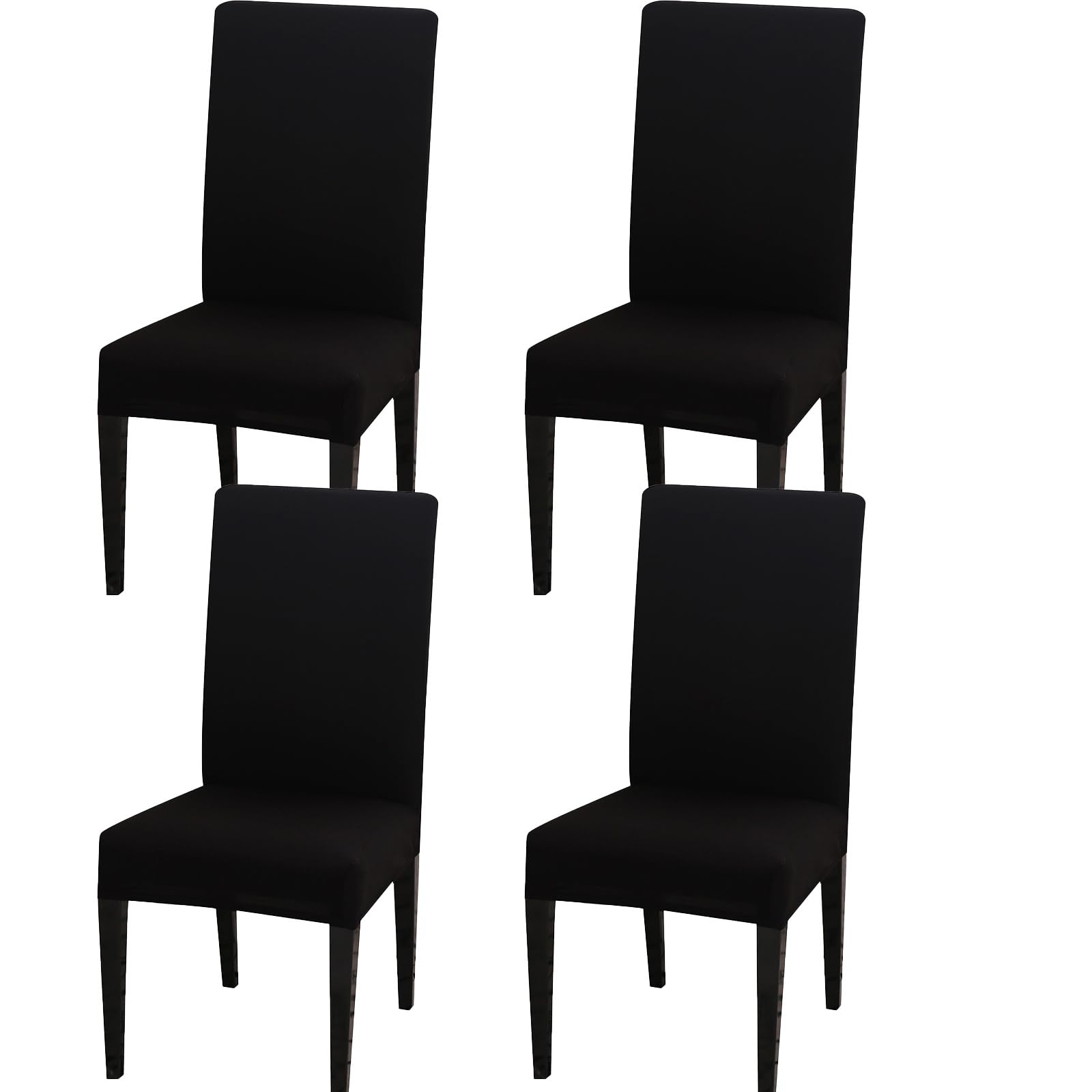 Qubjus Dining Room Chair Covers Sets of 4, Solid Stretch Removable and Washable Chair Slipcover for Dining Room Kitchen(Black, 4pc)