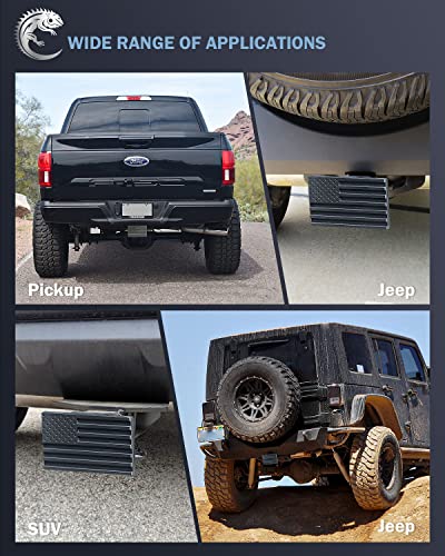 Metal American Flag Trailer Hitch Cover For 2 Inch Receivers, Black #TOP5