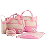 El juego de 5 piezas incluye: 1 bolsa grande, 1 bolsa pequeña, 1 cambiador, 1 bolsa para botellas, 1 bolsa para alimentos
