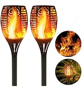 Solar Torch Lights, 96 Led Waterproof Flickering Flames Torches Lights Outdoor, 3 Ways Installati...