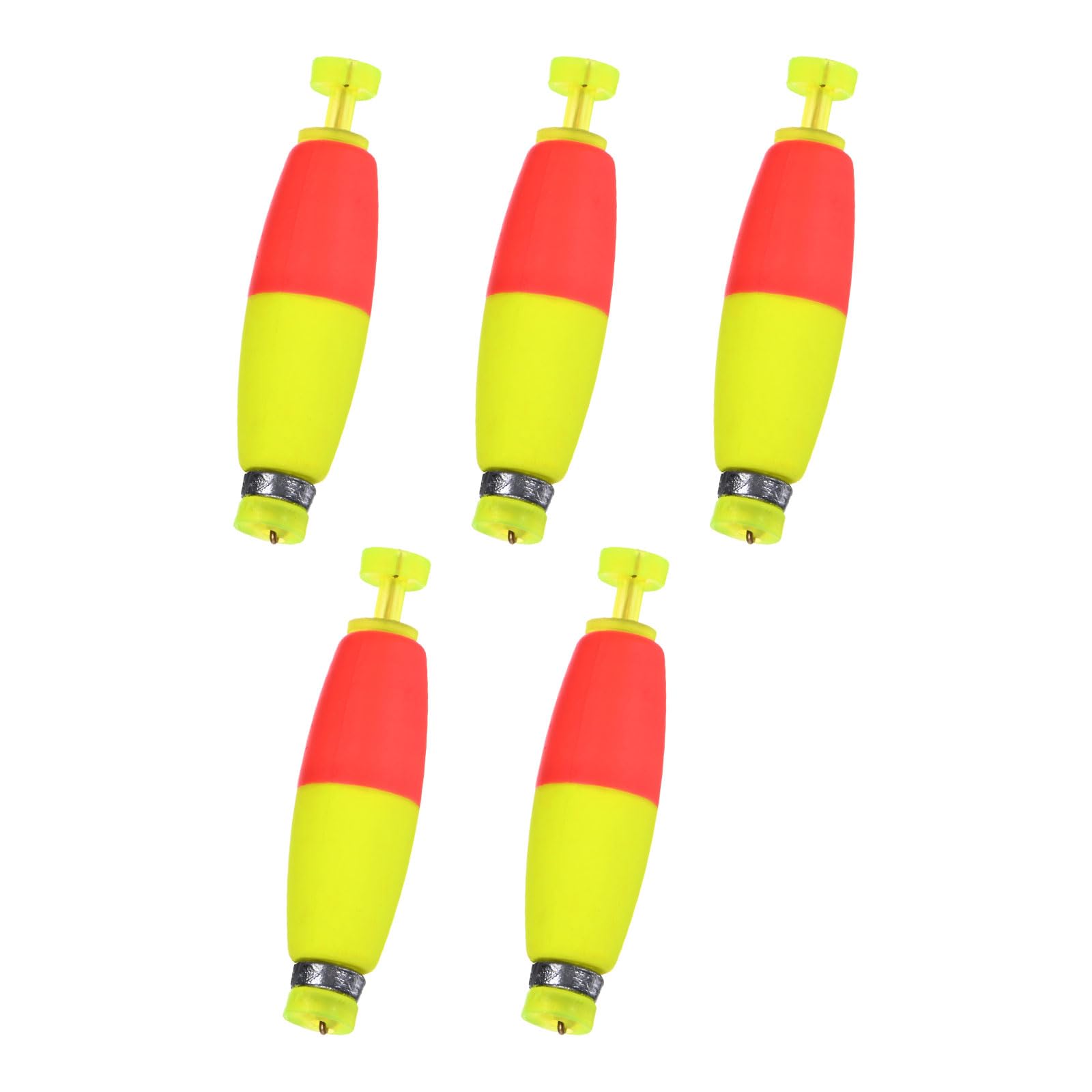 M METERXITY 5-Pack Fishing Bobbers Floats, 53mm EVA Foam Weighted Bobbers for Crappie/Bluegill/Trout Bass/Catfish, Clip-on Floats Slip Corks Floaters Strong Buoys [Red & Yellow]