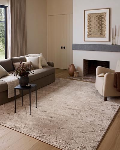 Image of Loloi Amber Lewis Monty Beige /Natural 11'-6 inch x 15' Area Rug | MOT-05 Approx. 11x15 Living room Dining room Bedroom, Modern, Abstract, Moroccan, Neutral, Area Rug