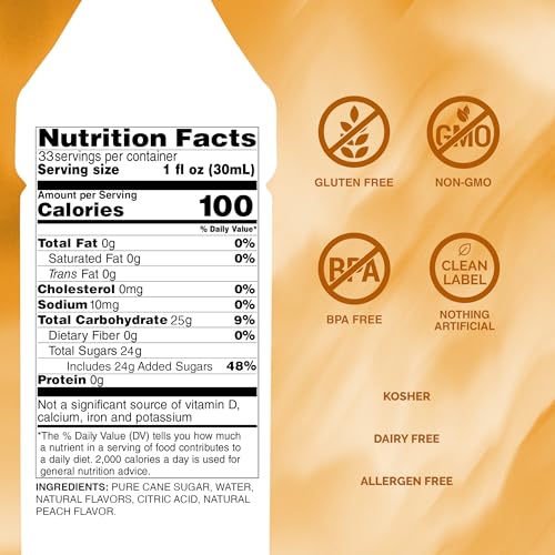 Image of Monin - White Peach Syrup, Juicy Ripe Peach Flavor, Perfect for Cocktails, Mocktails, Iced Teas, & Smoothies, Gluten-Free, Non-GMO (1 Liter, 2-Pack)