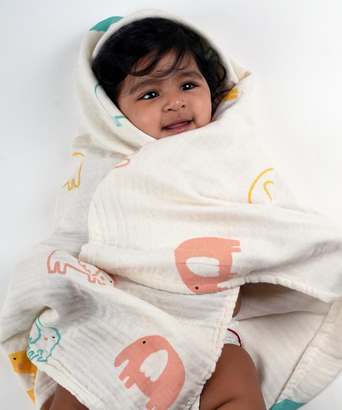 Doctor Towels Bamboo Baby Swaddle Wrap for New Born, Muslin Towels for Baby, 2 Free Reusable Washcloths Soft with 1 Baby Swaddle Newborn, Baby Bath Towel for 0 to 2 Years, Elephant-image-20