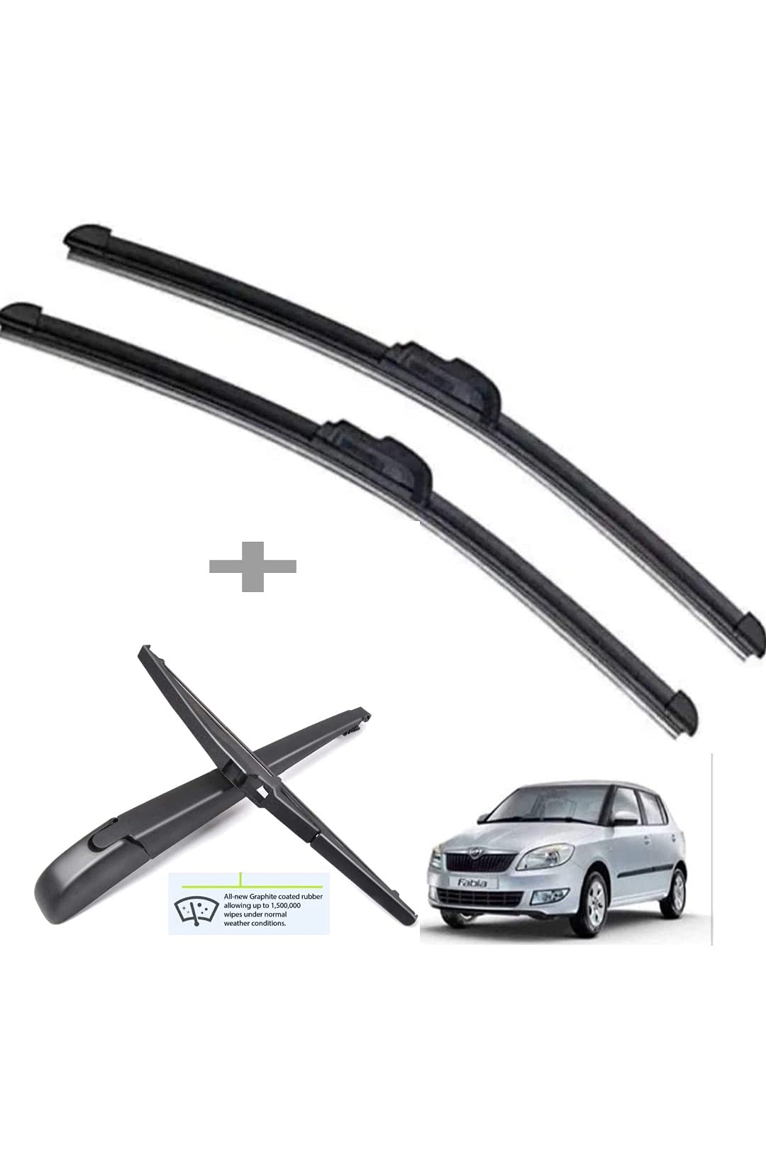 Accurate- Fabia Front Specific Wiper Blades and Rear Wiper Arm with Blade, Set of 4 Pc-image-7